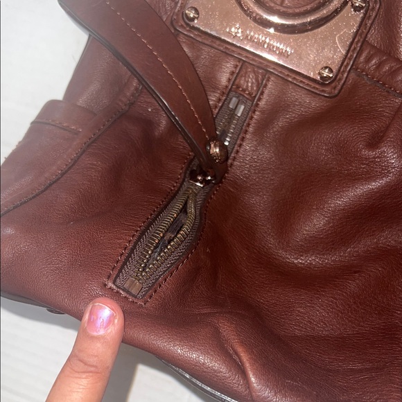 Vintage Y2K B. Makowsky Purse Leather Slouchy Tote Bag - Picture 6 of 10